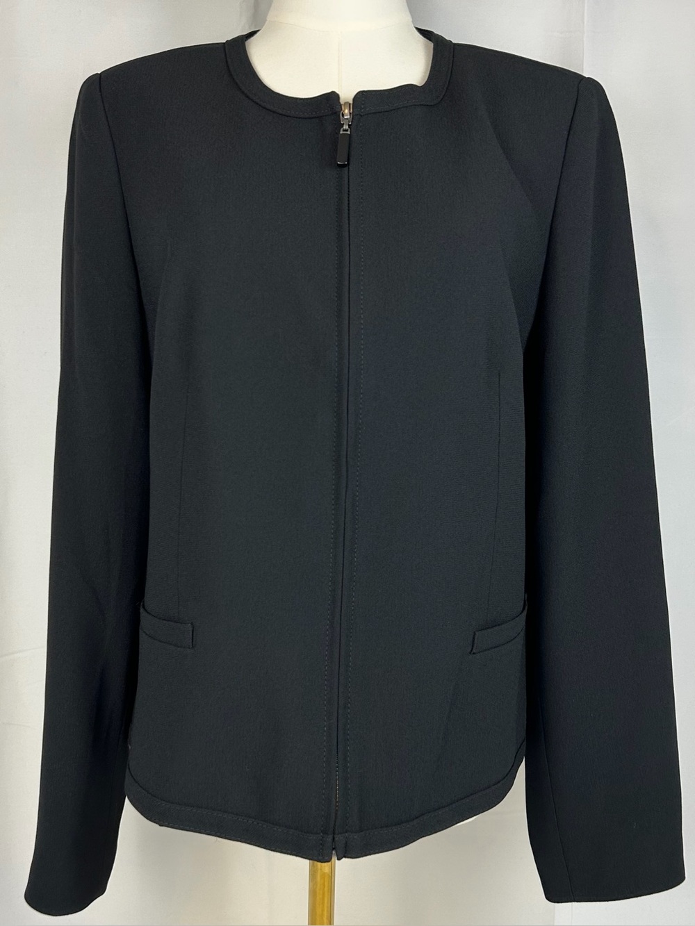*NEW* Peter Nygard Full Zip Black Fitted Blazer Jacket Size 12